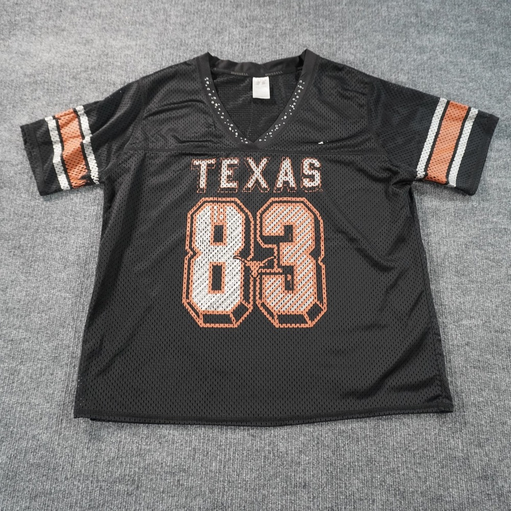 Russell Texas Longhorns Jersey Women 3XL Black Mesh Rhinestone V-Neck 83 Sport